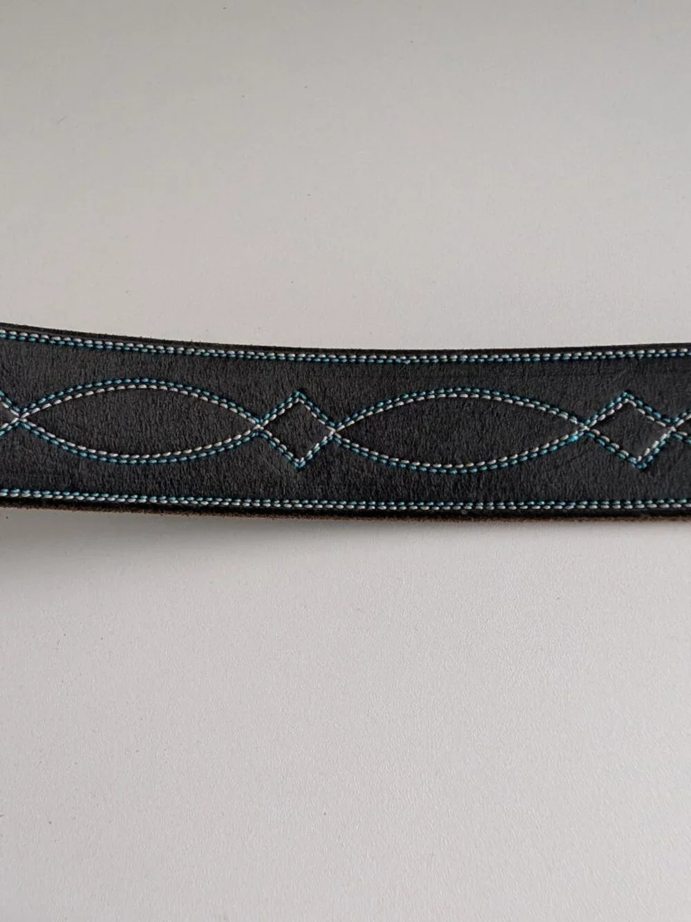 Dark Star Leather Belt Hand Stitched Western Style Cowhide Unisex 33in